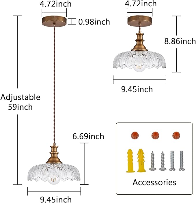 HDDFL Vintage Pendant Lights Fixture Modern Pendant Lighting Fixtures Hanging Lamp for Kitchen Island Bedroom Living Room Hallway