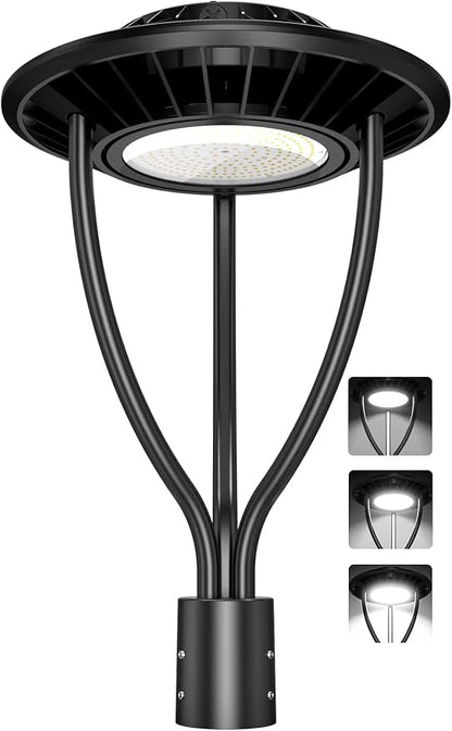 LED Post Top Light ETL Listed 80W 64W 48W Adjustable Outdoor Pole Lights with Photocell IP65 Waterproof Post LED Fixture 5000K for Garden Yard Street