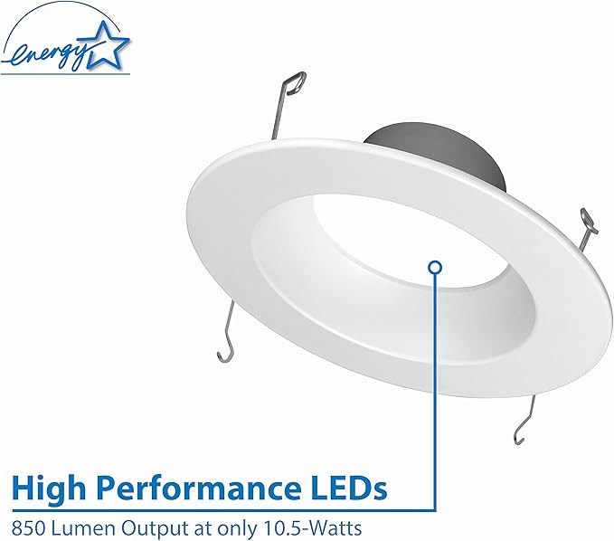 NICOR Lighting DCR561081204KWH LED Downlights, 1 Count (Pack of 2), White