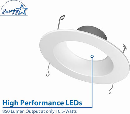 NICOR Lighting DCR561081204KWH LED Downlights, 1 Count (Pack of 2), White