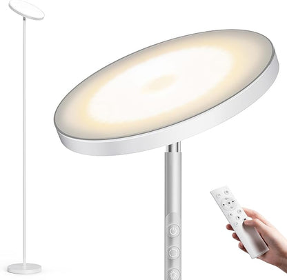 OHLUX Gray Floor Lamp, 32W/2500LM Super Bright Dimmable Sky LED Modern Torchiere Standing Lamp, LED Floor Reading Lamp with 4 Color Temperatures, Remote Touch Control, 1 Hour Timer for Living Room