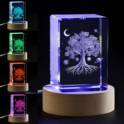 3D Tree of Life Crystal Lamp, Color - Changing Light Base, Tree of Life Gifts for Women,Celtic/Xmas/Birthday Gift Night Light Decor