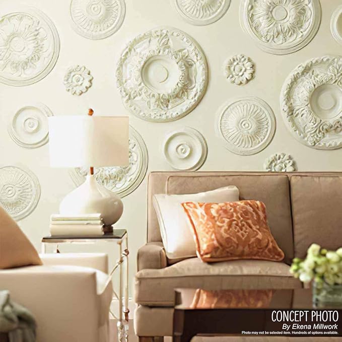 Ekena Millwork CM26ATPTF 26" x 3-3/4" x 1-1/2" Attica With Rose Ceiling Medallion, Painted Turtle