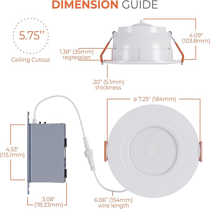 HALO RA 6-Inch Canless LED Recessed Downlight with Adjustable Gimbal, Selectable Lumens and Selectable Color Temperature Settings, Dim-to-Warm Technology, Damp Location Rated - RA6LS9FSD2W1EWHDM