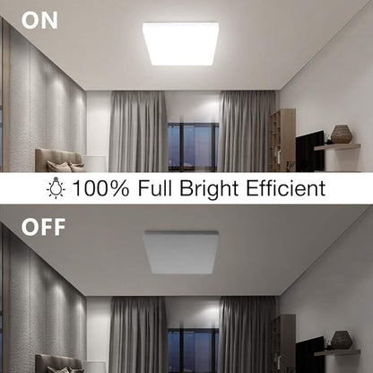 OOWOLF 25W 6000K LED Flush Mount Ceiling Light Fixture Ultra Slim, 12inch Waterproof Bathroom Square LED Ceiling Lamp Fixture Without Flicker, 85Ra+ Daylight White for Kitchen Bedroom Hallway Office