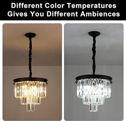 AXILIXI Modern Crystal Chandeliers 16” Black Ceiling Pendant Light Fixture 3 Tiers Dimmable Flush Mount Chandeliers Round Raindrop for Living Room Dining Room Foyer Kitchen Entryway