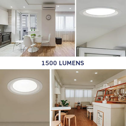Leviton 8 in. Round Baffle Slim Downlight, 1500 Lumens, 5 CCT Color Selectable 2700K-5000K, Dimmable, DBR80-S1W, White