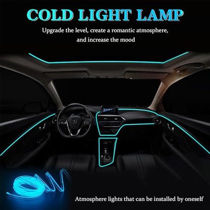 EL Wire Car Interior LED Strips Lights, 16FT 5V USB Auto Neon Light Strip, Electroluminescent Vehicle Interior Ambient Lighting Decor Accessories, Universal for RV, SUV, Truck (Blue)