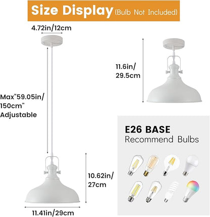 White Pendant Light, Modern Farmhouse Pendant Lights Kitchen Island, 11.41" Kitchen Pendant Lighting Over Island, Ceiling Hanging Light Fixture for Kitchen, Dining Room, 3 Pack