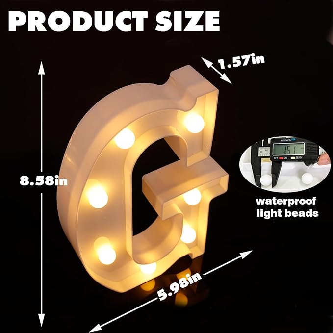 Small Led Marquee Letters, Light Up Letters, 8.58 Inch Led Letter Lights, Battery Powered Lighted Sign for Table, Party, Birthday, Christmas Decor (Letter G)
