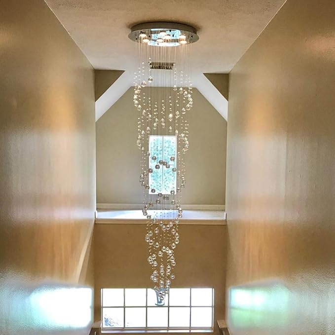 98-Inch Crystal Chandelier for High Ceilings, Suitable for Foyers, Stairs, Living Rooms with the Celing Height 18ft-21ft, Video Availablle for Easy&Quick Installation