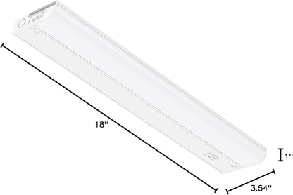 Inlight 18-inch Hardwired Only LED Under Cabinet Lighting, Soft White(3000K), Dimmable, Matte White Finished, ETL Listed, IN-0201-12-WH