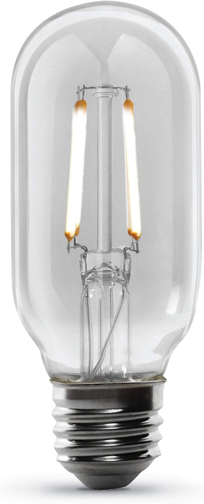 Feit Electric Vintage Exposed Filament Clear Glass LED T14 with a Medium E26 Base Light Bulb - 40W Equivalent - 10 Year Life - 300 Lumen - 2100K Soft White - Dimmable | Original Vintage