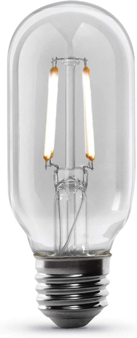 Feit Electric Vintage Exposed Filament Clear Glass LED T14 with a Medium E26 Base Light Bulb - 40W Equivalent - 10 Year Life - 300 Lumen - 2100K Soft White - Dimmable | Original Vintage