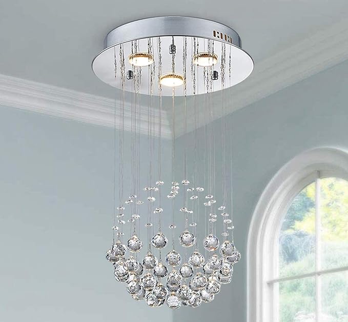 Saint Mossi 3-Lights K9 Crystal Chandelier Modern Chandelier Light Fixture,Mini Chandelier Small Chandelier Modern Flush Mount Ceiling Light Fixtures,H22 X D13