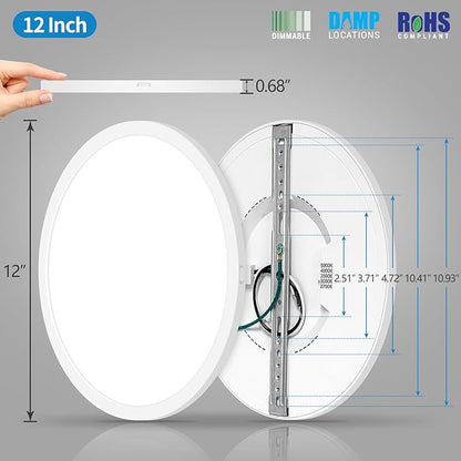 mw 12 Inch LED Flush Mount Ceiling Light Fixture, Flush Mount Ceiling Lights,120V, 2700K/3000K/3500K/4000K/5000K, 25W, Dimmable Slim LED Ceiling Light for Bedroom Hallway Kitchen