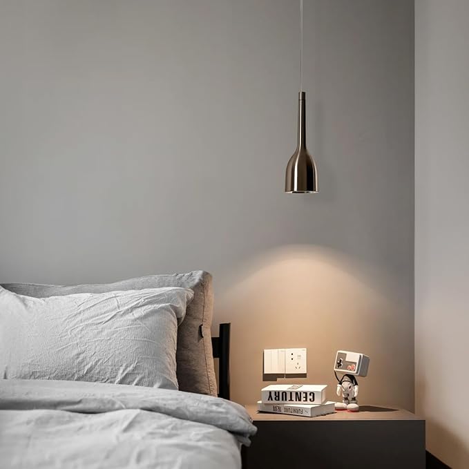 Aisilan 7W LED Modern Pendant Light Brushed Nickel Dimmable CRI 97 Hanging Light Fixture Warm White Mini Pendant Spot Lights for Kitchen Island Living Room Bedroom