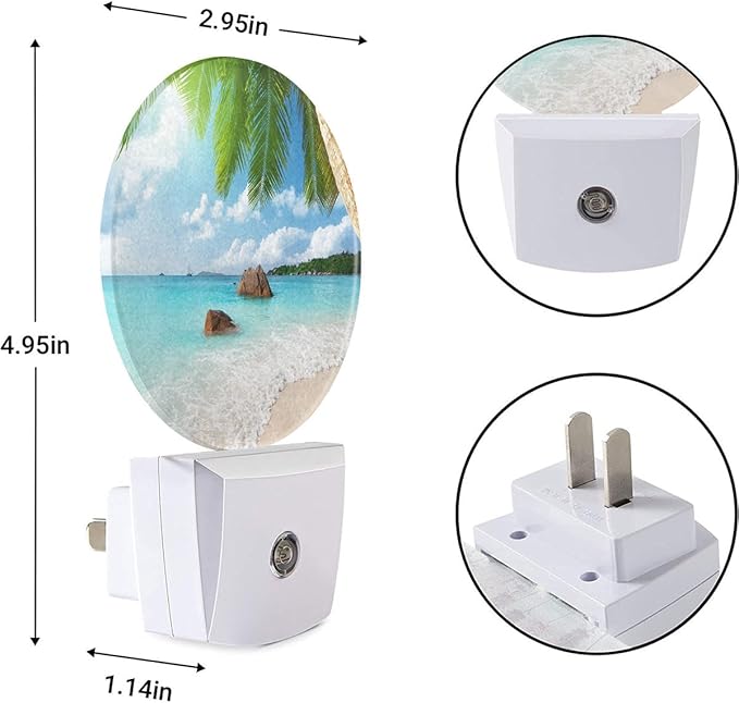 EKOBLA Palm Tree & Beach Plug-in Night Light, Island Ocean Tropical LED Nightlight with Dusk to Dawn Auto Sensor for Home Decor