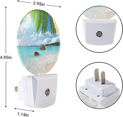 EKOBLA Palm Tree & Beach Plug-in Night Light, Island Ocean Tropical LED Nightlight with Dusk to Dawn Auto Sensor for Home Decor