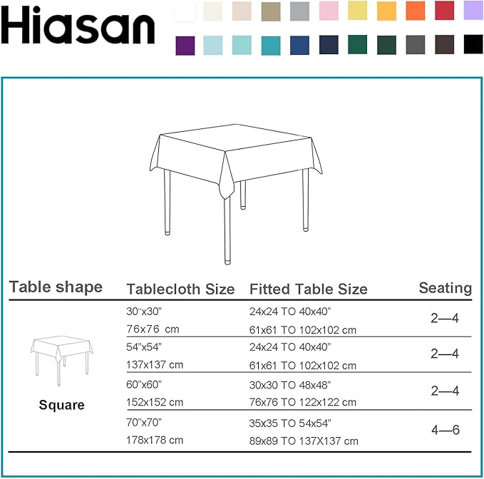 Hiasan Small Tablecloth for Square Tables - Waterproof and Spillproof Washable Fabric Table Cloth for Dining Room Kitchen Party (Taupe, 40 x 40 Inch)