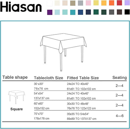 Hiasan 2 Pieces Black Tablecloth Square - Waterproof and Wrinklr Resistant Washable Polyester Fabric Table Cloth for Dining Room and Outdoor Use, 30 x 30 Inch