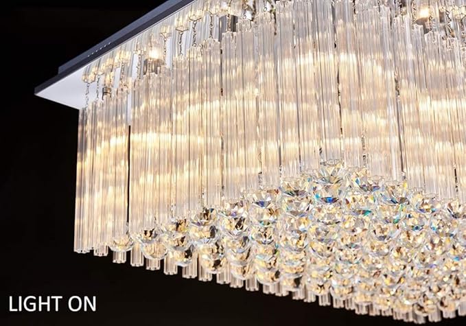 Saint Mossi 12-Lights Modern Chandelier Lamp K9 Crystal Chandelier Light Fixture,Modern Flush Mount Ceiling Light Fixture Raindrop Chandelier for Bedroom,Dining Room,Livingroom,L32 x W22 x H10