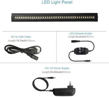 13 inch LED Under Cabinet Lighting, 12V 5W Ultra Thin Plug in Counter Light, Dimmable Warm White, CRI90 Under Counter Lights for Kitchen, Shelf, Workbench, Cupboard
