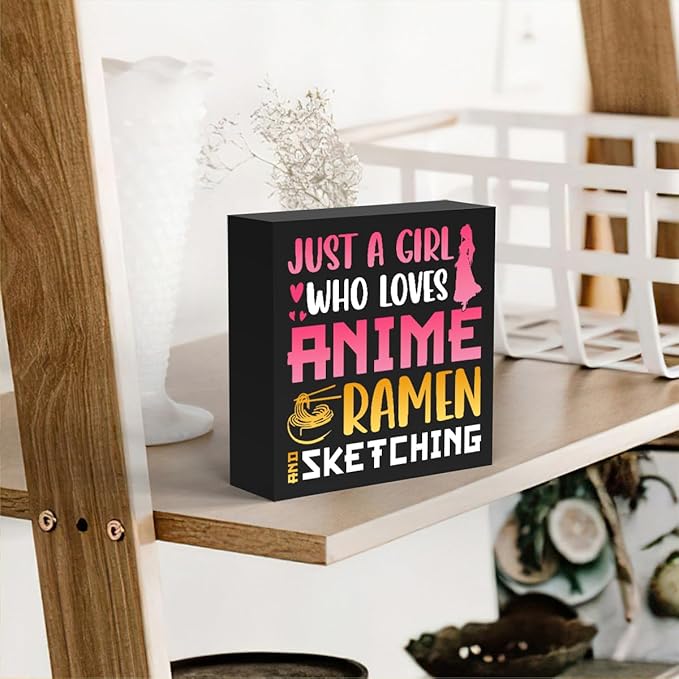 Anime Decor, Just a Girl Who Loves Anime Anime Room Decor Wood Sign, Girls Anime Gifts Rustic Anime Lovers Wooden Sign for Home Living Room Girl Bedroom Decoration Gifts