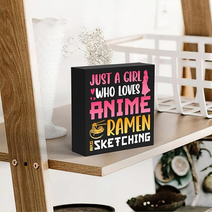 Anime Decor, Just a Girl Who Loves Anime Anime Room Decor Wood Sign, Girls Anime Gifts Rustic Anime Lovers Wooden Sign for Home Living Room Girl Bedroom Decoration Gifts
