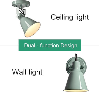 DIRYZON 1-Light Adjustable Sea Blue Green Spotlight, Semi Flush Mount Ceiling Light Fixture Track Light for Bedroom, Kitchen, Hallway & Wall Art Display