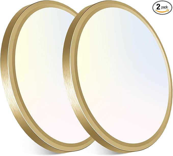 libtit 7 Inch Golden Flush Mount Ceiling Light, 15W Aureate Ceiling Light Fixture, 3000K/4000K/6500K Color Selectable, Gilded Round Ceiling Lighting for Bedroom Kitchen Pantry, 2Pack