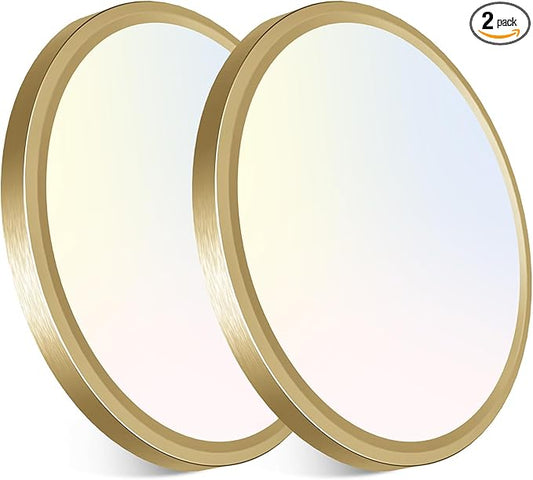 libtit 7 Inch Golden Flush Mount Ceiling Light, 15W Aureate Ceiling Light Fixture, 3000K/4000K/6500K Color Selectable, Gilded Round Ceiling Lighting for Bedroom Kitchen Pantry, 2Pack