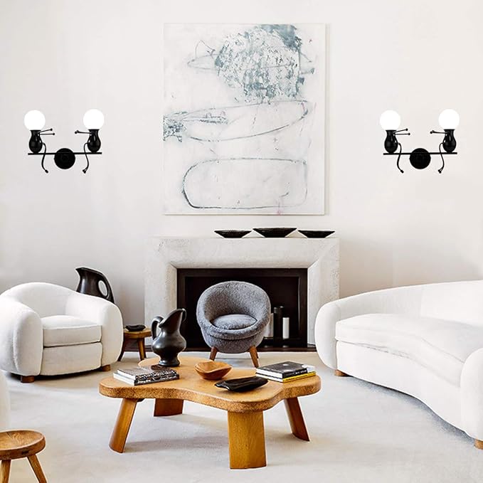 Kawell Humanoid Wall Light Fixtures Modern Wall Lamp Creative Wall Sconce Light Art Deco Max 60W E26 Base for Children Room Bedroom Bedside Living Room Stairs Hallway Restaurant Kitchen