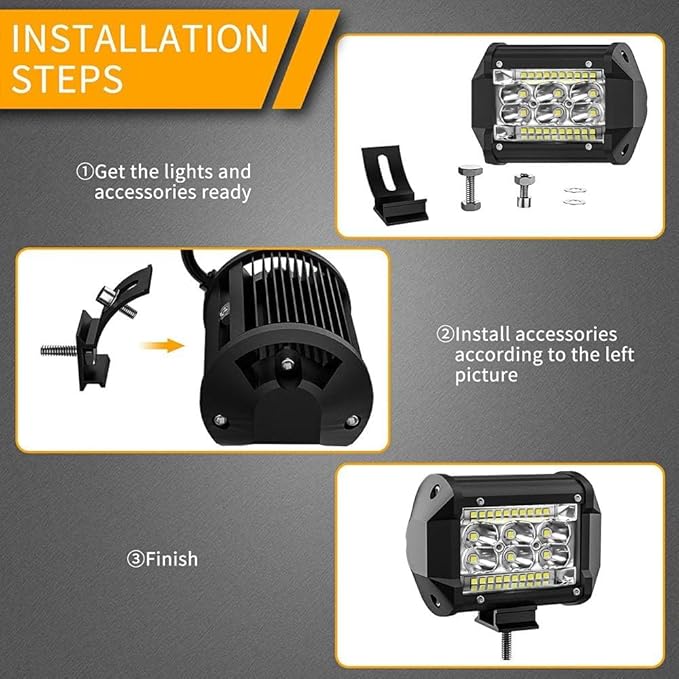 LED Light Bar Kits, (4) 12 Inch Slim Light Bars, (2) 4 Inch LED Pods, (1) Wiring Harness, (1) 24V Relay, Truck ATV UTV RV Ezgo Golf Cart Truck Work Light Pods, Waterproof
