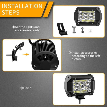 LED Light Bar Kits, (4) 12 Inch Slim Light Bars, (2) 4 Inch LED Pods, (1) Wiring Harness, (1) 24V Relay, Truck ATV UTV RV Ezgo Golf Cart Truck Work Light Pods, Waterproof