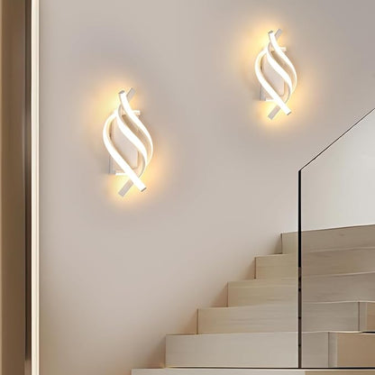DELIPOP Modern LED Wall Sconce, 3000K Spiral Indoor Wall Light, 21W Acrylic LED Wall Lamp for Hallway Bathroom Bedroom Living Room