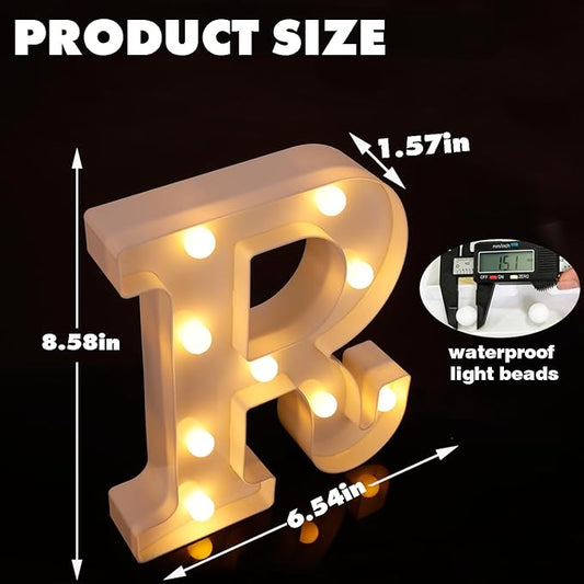 Small Led Marquee Letters, Light Up Letters, 8.58 Inch Led Letter Lights, Battery Powered Lighted Sign for Table, Party, Birthday, Christmas Decor (Letter R)