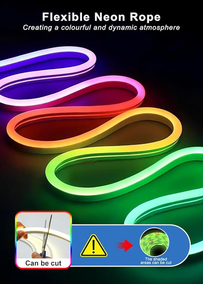 9.8FT Neon Rope Lights,Flexible RGB+IC LED Strip Lights,Remote Control,Multiple Modes,for Living Room,Bedroom,Holiday Decoration
