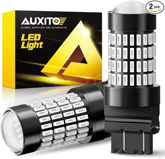 AUXITO Upgraded 3157 LED Bulbs Red, Super Bright 3056 3156 3057 4157 LED Bulbs with Projector for Brake Lights Tail Lights Stop Turn Signal Reverse Back Up Parking License Plate Lights