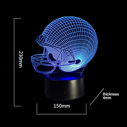 Ticent Football Helmet 3D Lamp Optical Illusion Light, 7 Colors Changing Touch Control Soccer Night Light for Christmas Gifts