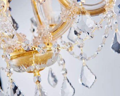 Saint Mossi 4 Light Crystal Maria Theresa Gold Chandelier Light Fixture,Modern Chandelier Crystal Chandelier for Bedroom,Dining Room,Living Room,H17 x W18,Adjustable Chain