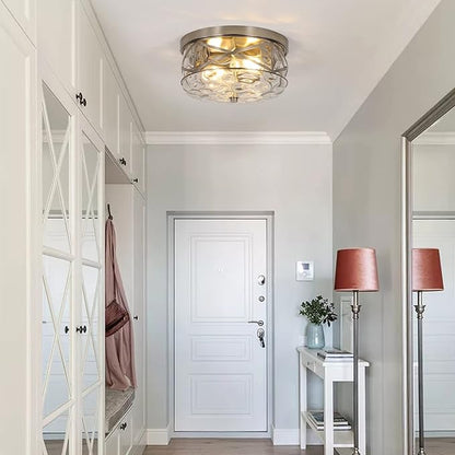 LamQee 2-Light Flush Mount Ceiling Light Farmhouse Kitchen Island Ceiling Light with Bubble Glass Close to Ceiling Light Fixture for Living Room Bedroom Foyer Hallway
