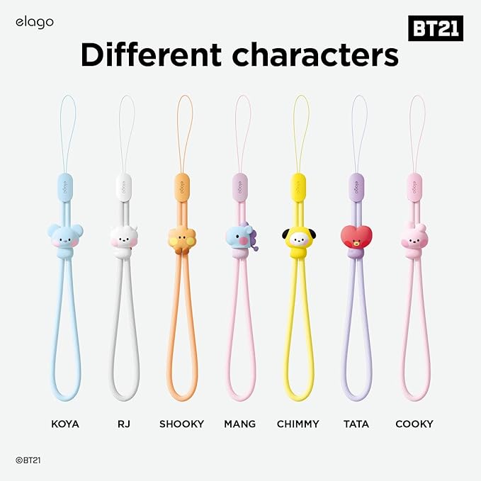 elago | LINE FRIENDS BT21 [OFFICIAL MERCHANDISE] Lanyard Wrist Strap, phone charm, keychain, Anti drop, Adjustable Button