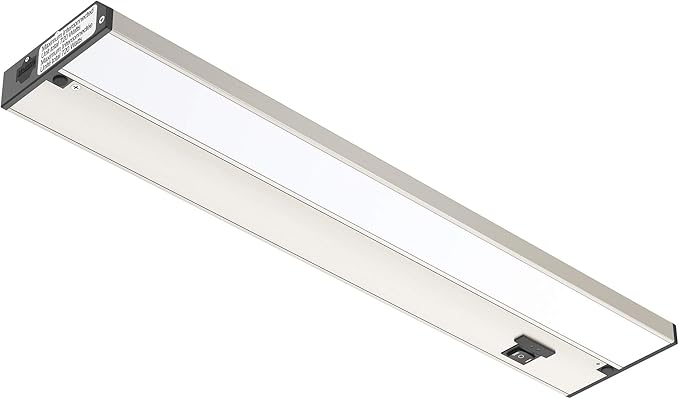 Getinlight 18-inch 3 Color Levels LED Under Cabinet Lighting, Hardwired or Plugged-in, Selectable White 2700K/3000K/4000K, Dimmable, Brushed Nickel Finished, IN-0210-2-SN