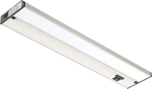 Getinlight 18-inch 3 Color Levels LED Under Cabinet Lighting, Hardwired or Plugged-in, Selectable White 2700K/3000K/4000K, Dimmable, Brushed Nickel Finished, IN-0210-2-SN