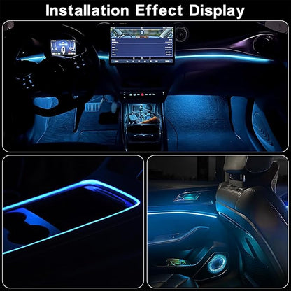 EL Wire Interior Car LED Strip Lights, LEDCARE 16.5FT USB Neon Glowing Strobing Electroluminescent Wire Strip with 6mm Sewing Edge, Ambient Lighting Kits for Car Inside Decoration (Ice Blue)