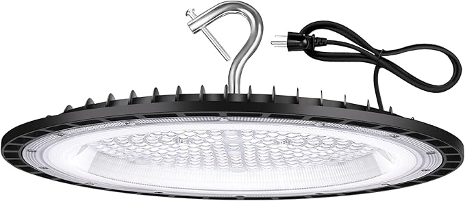YANYCN 200W UFO Led High Bay Light Fixture,120VAC,30800LM,5000K Daylight Commercial Shop Bay Lighting,[850W MH/HPS Equiv.] US Plug Area Lighting for Garage/Warehouse/Barn/Gym/Factory/Workshop