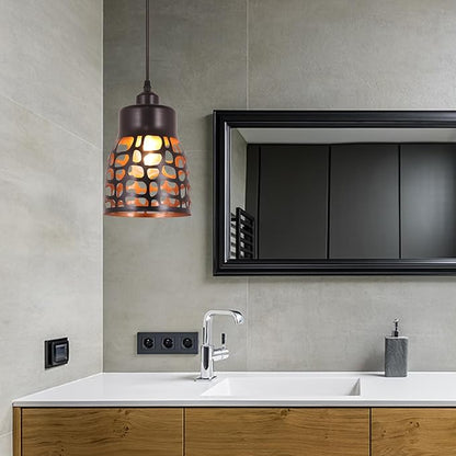 baunoisk Pendant Light Industrial Vintage Pendant Lamp Retro Farmhouse Ceiling Hanging Light Fixture Black Metal Creative Geometric Diamond Shade Pendant Lighting for Kitchen Island