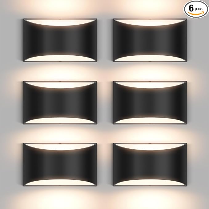 6 Pack Black Modern LED Wall Sconce Hardwired Indoor Wall Lights Up and Down Wall Mount Light Fixture for Living Room Bedroom Corridor Hallway Conservatory Warm White 3000K(with G9 Bulbs)