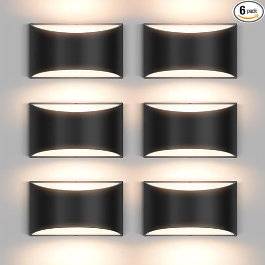 6 Pack Black Modern LED Wall Sconce Hardwired Indoor Wall Lights Up and Down Wall Mount Light Fixture for Living Room Bedroom Corridor Hallway Conservatory Warm White 3000K(with G9 Bulbs)